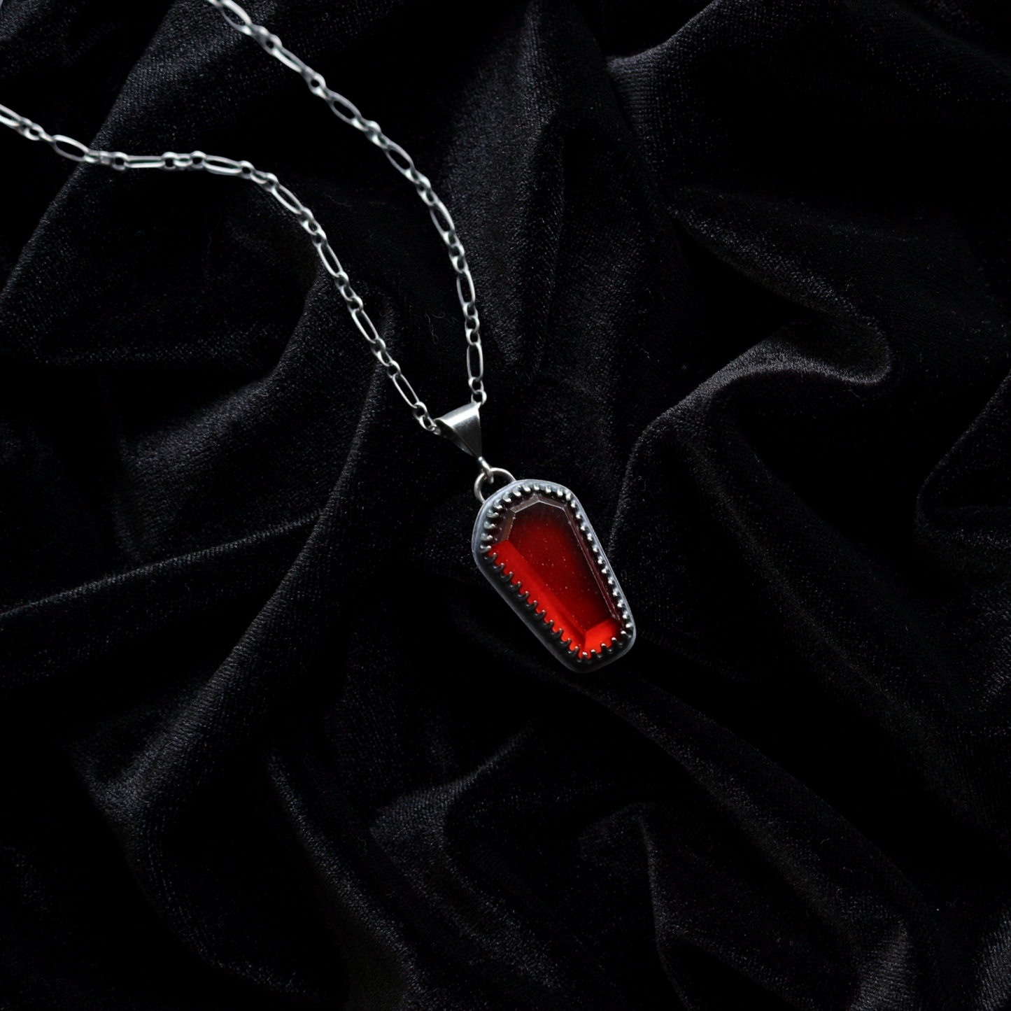 Red Garnet Coffin Charm