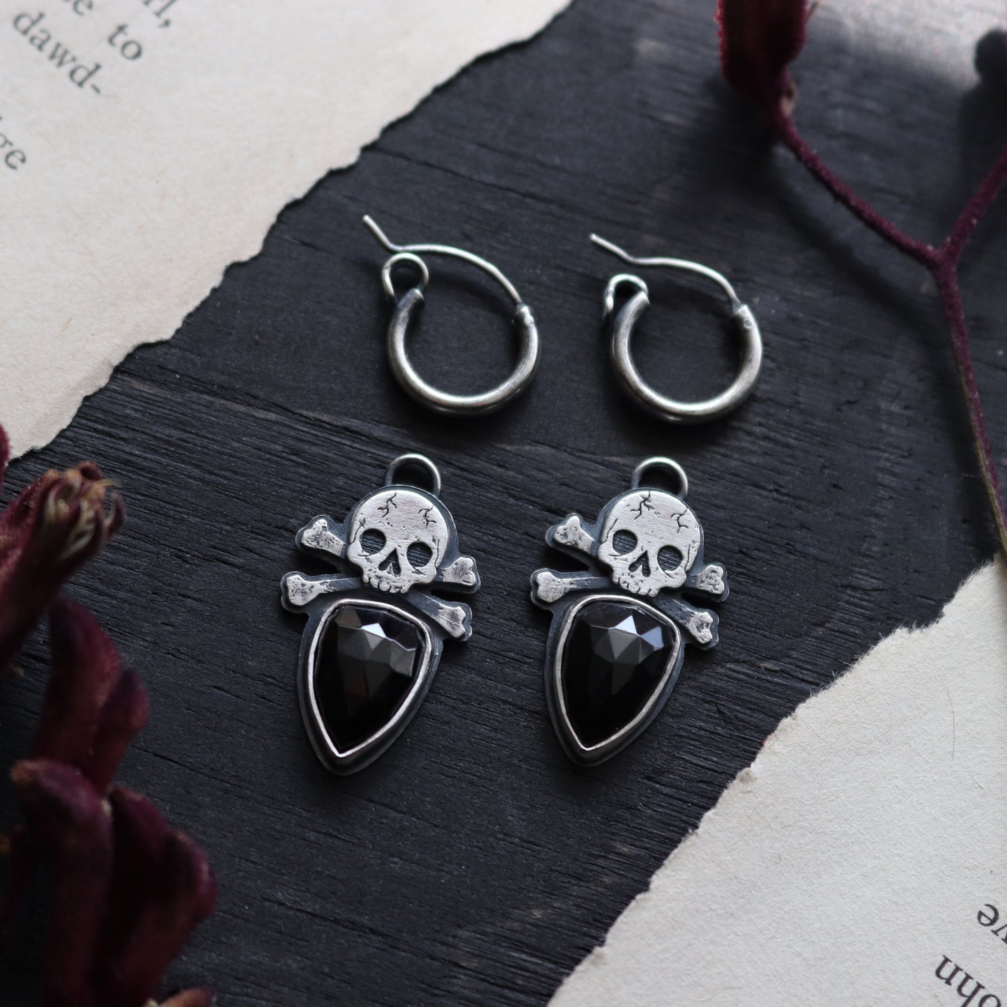 Gemstone Skull Earrings