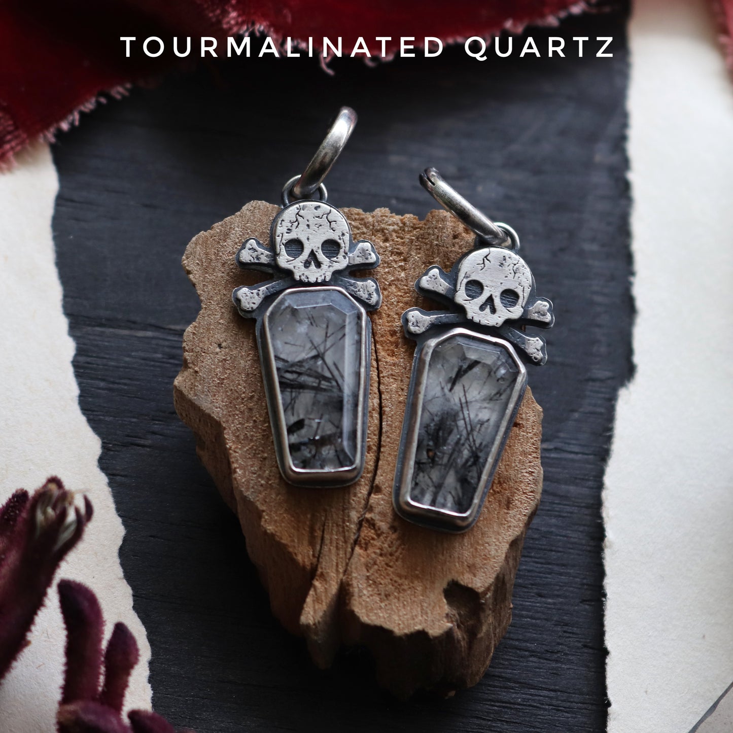 Gemstone Skull Earrings