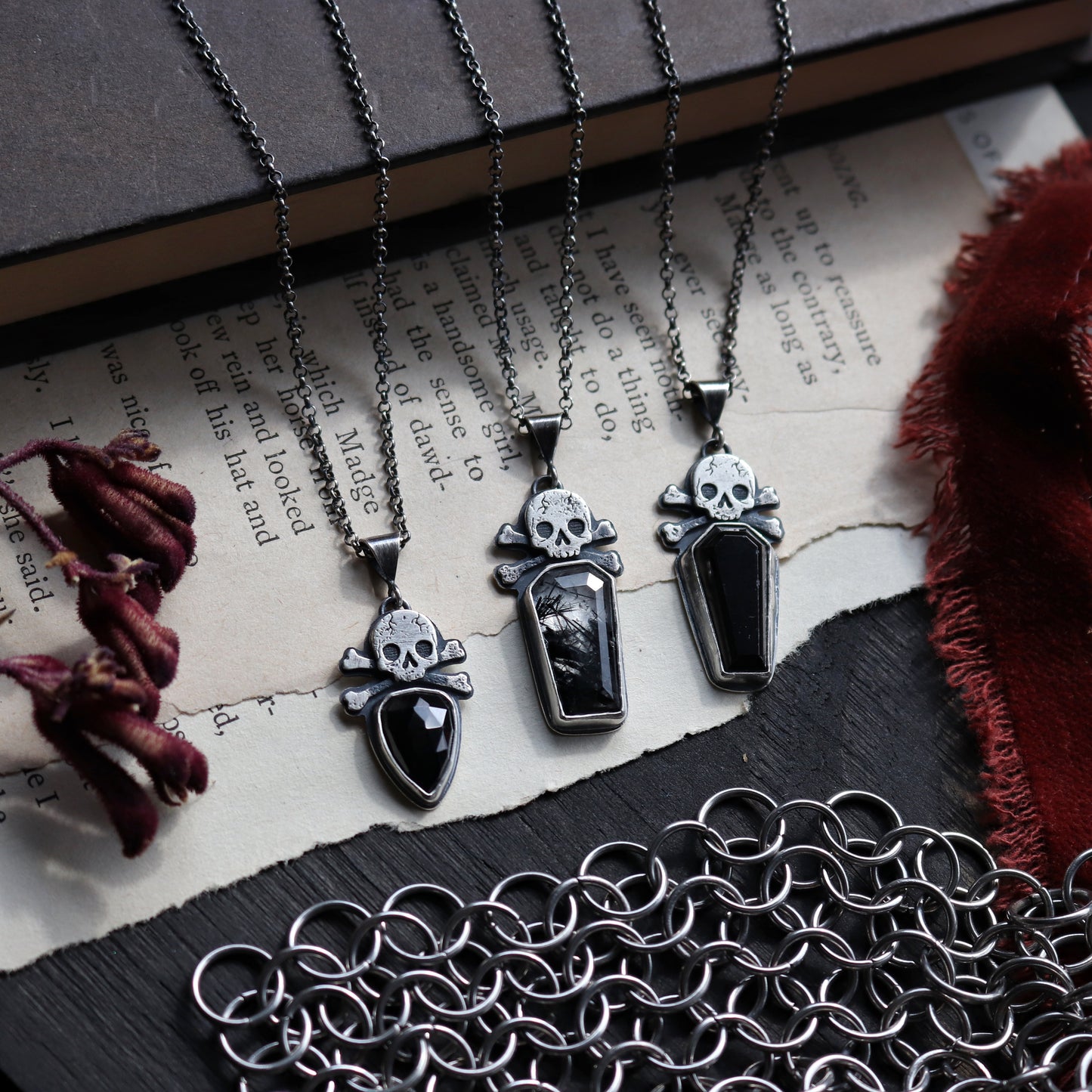 Gemstone Skull Necklace