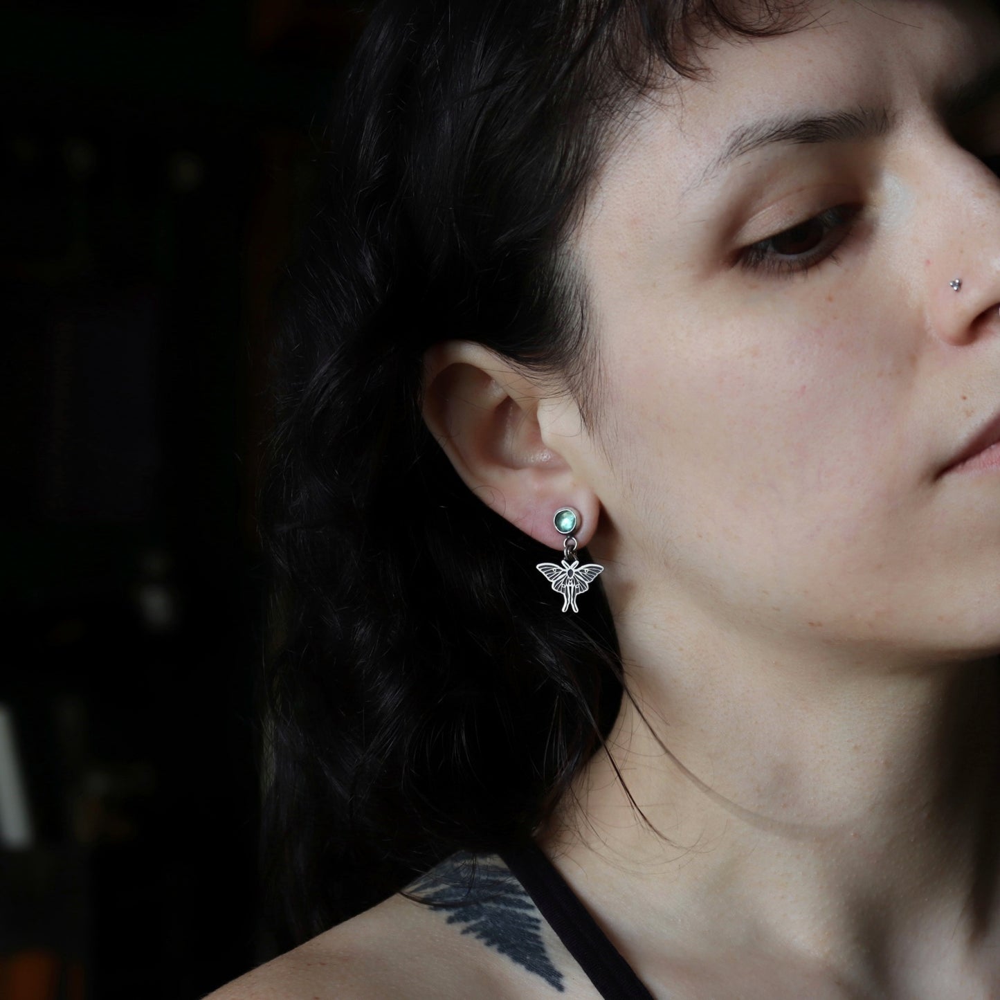 Kyanite Luna Moth Studs