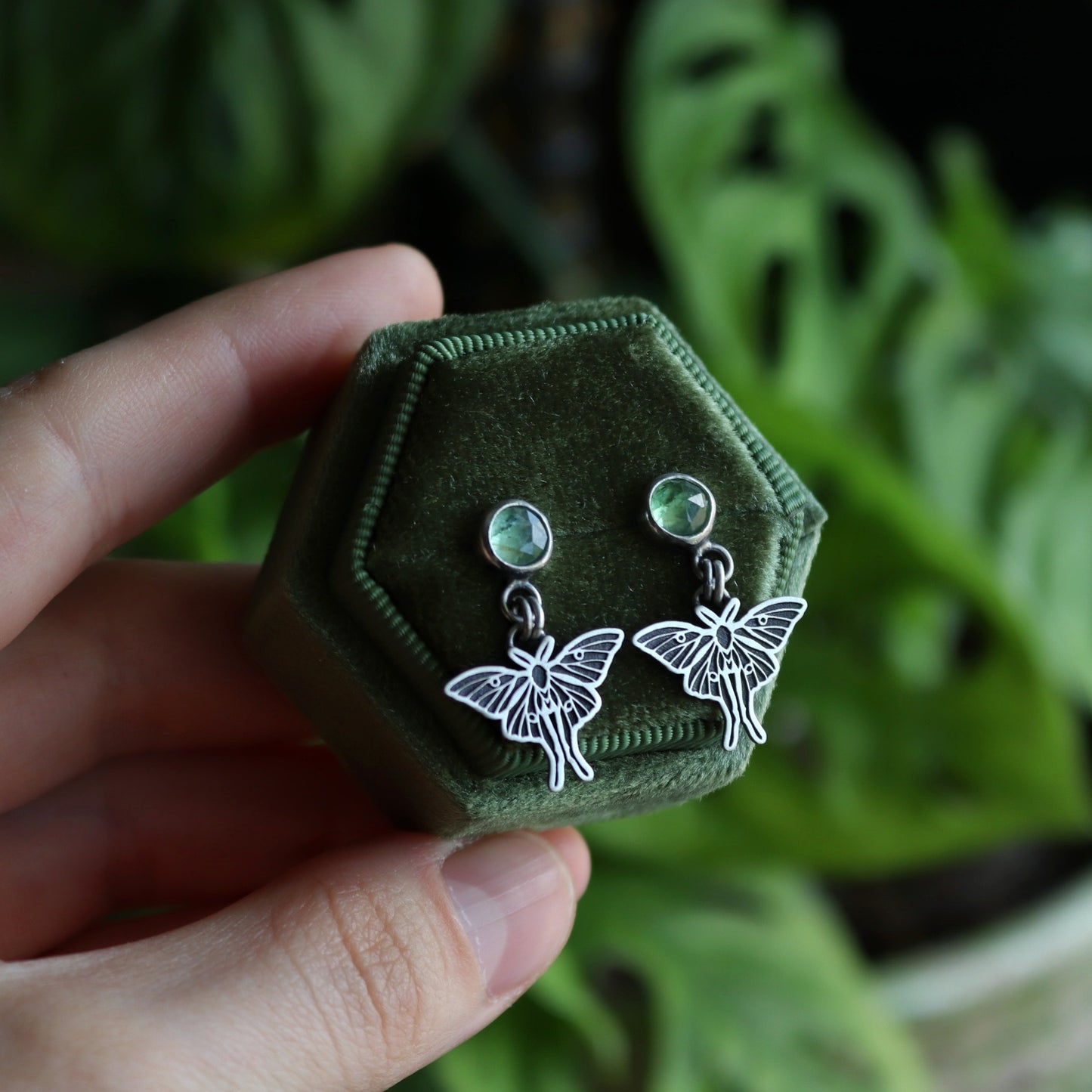 Kyanite Luna Moth Studs