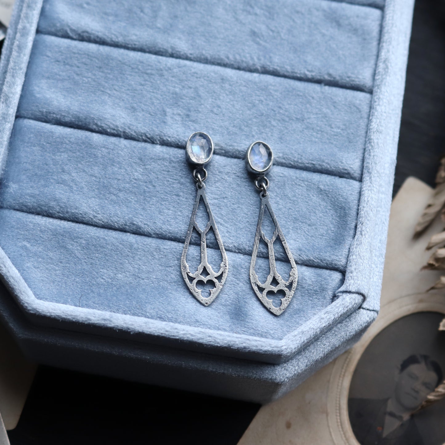 Gemstone Trefoil Earrings