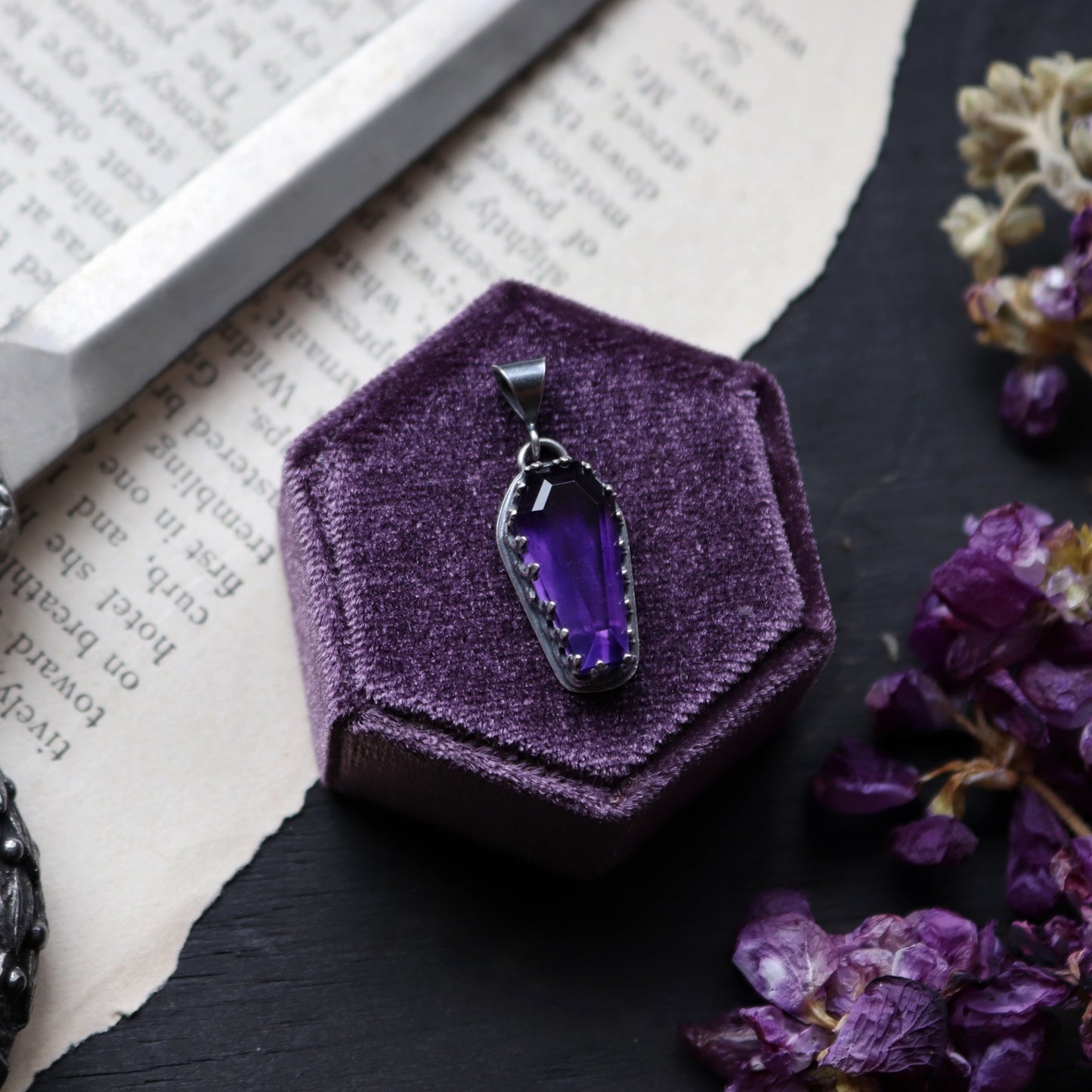 Amethyst Coffin Charm