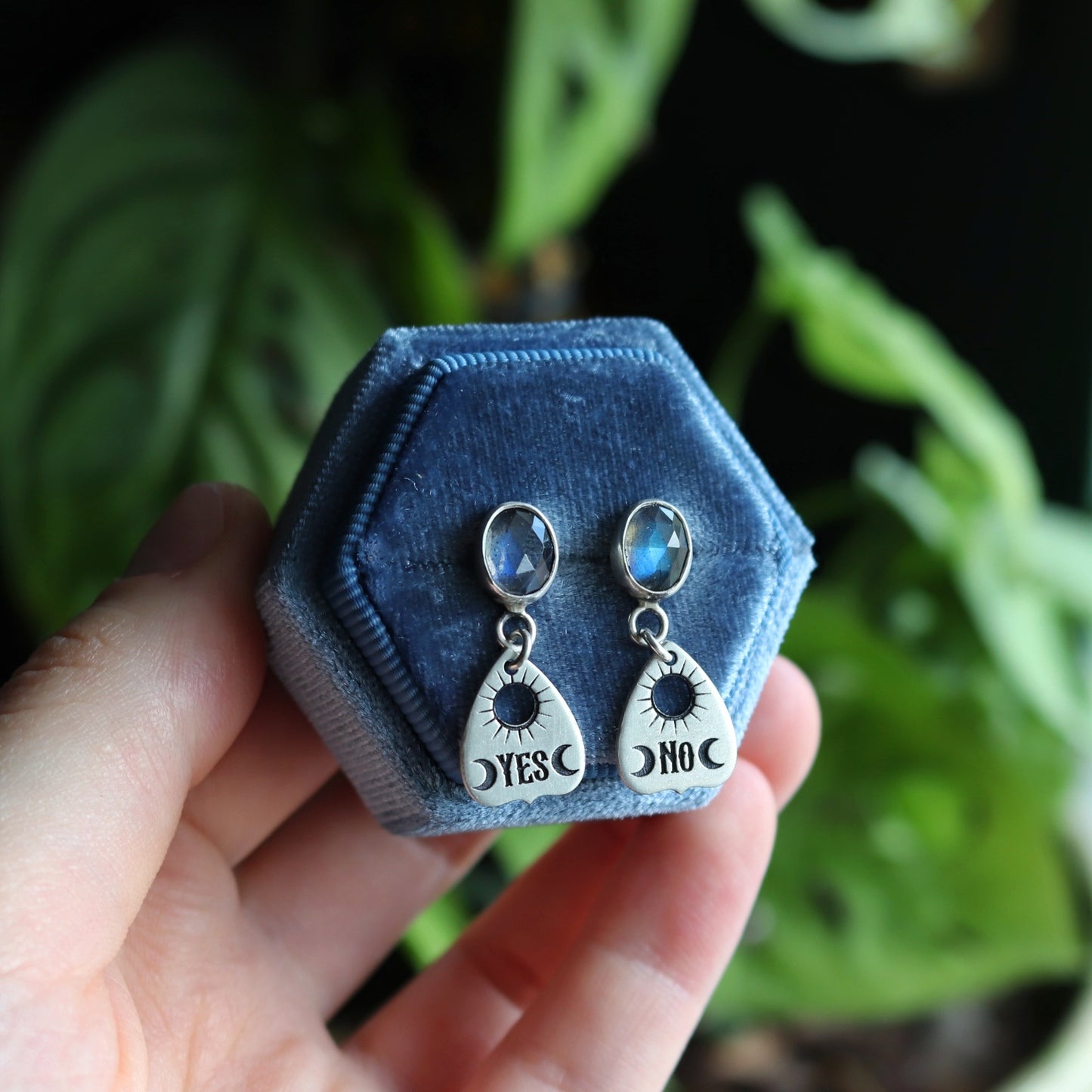 Gemstone Planchette Earrings