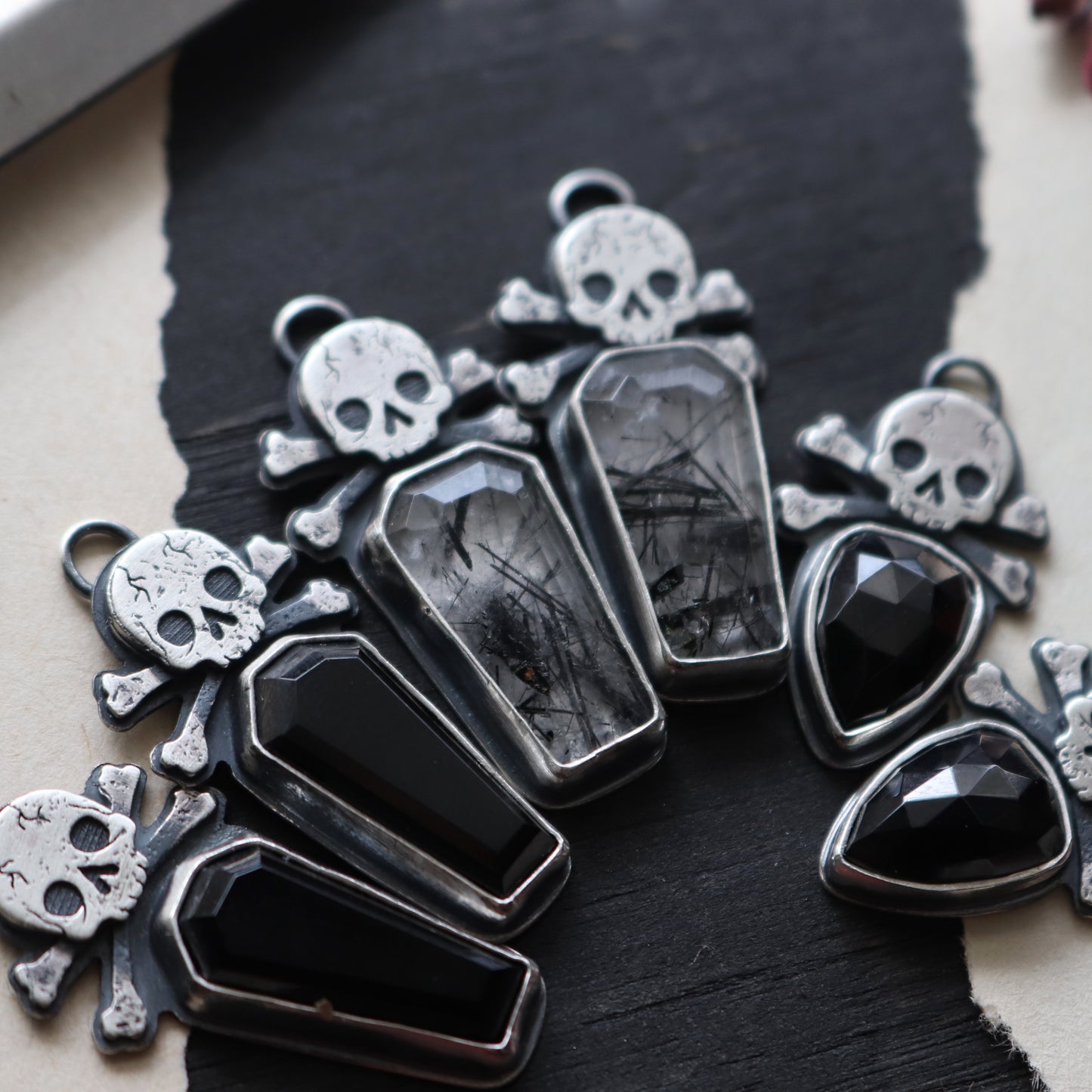 Gemstone Skull Earrings