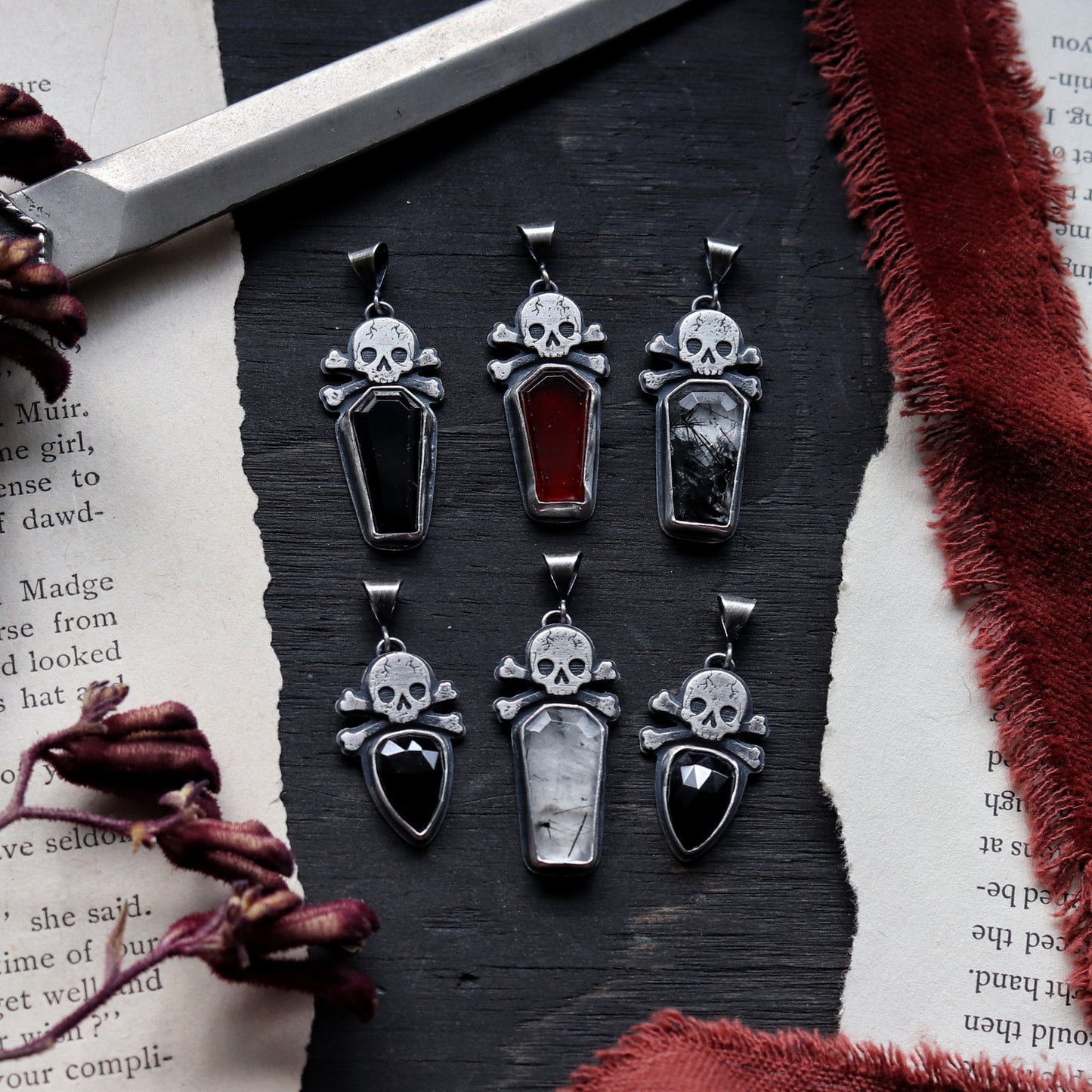 Gemstone Skull Necklace