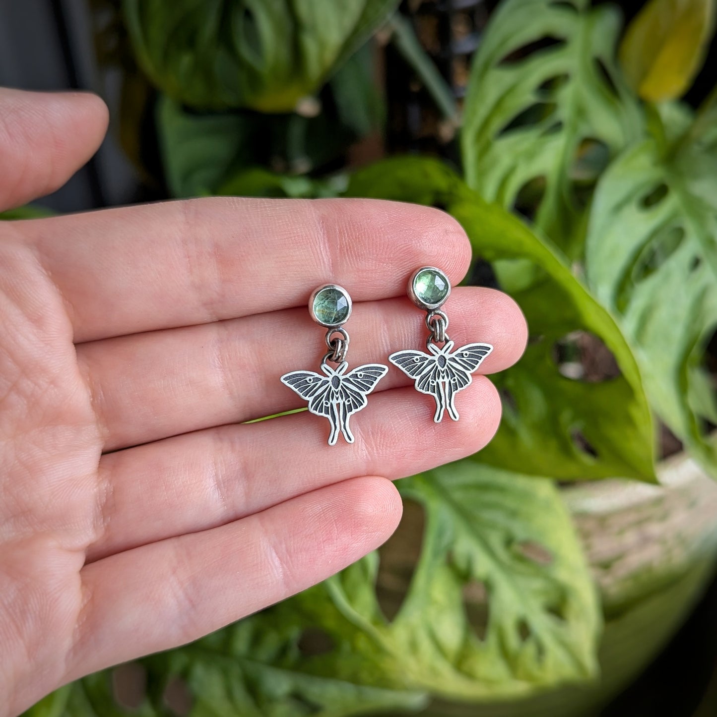 Kyanite Luna Moth Studs