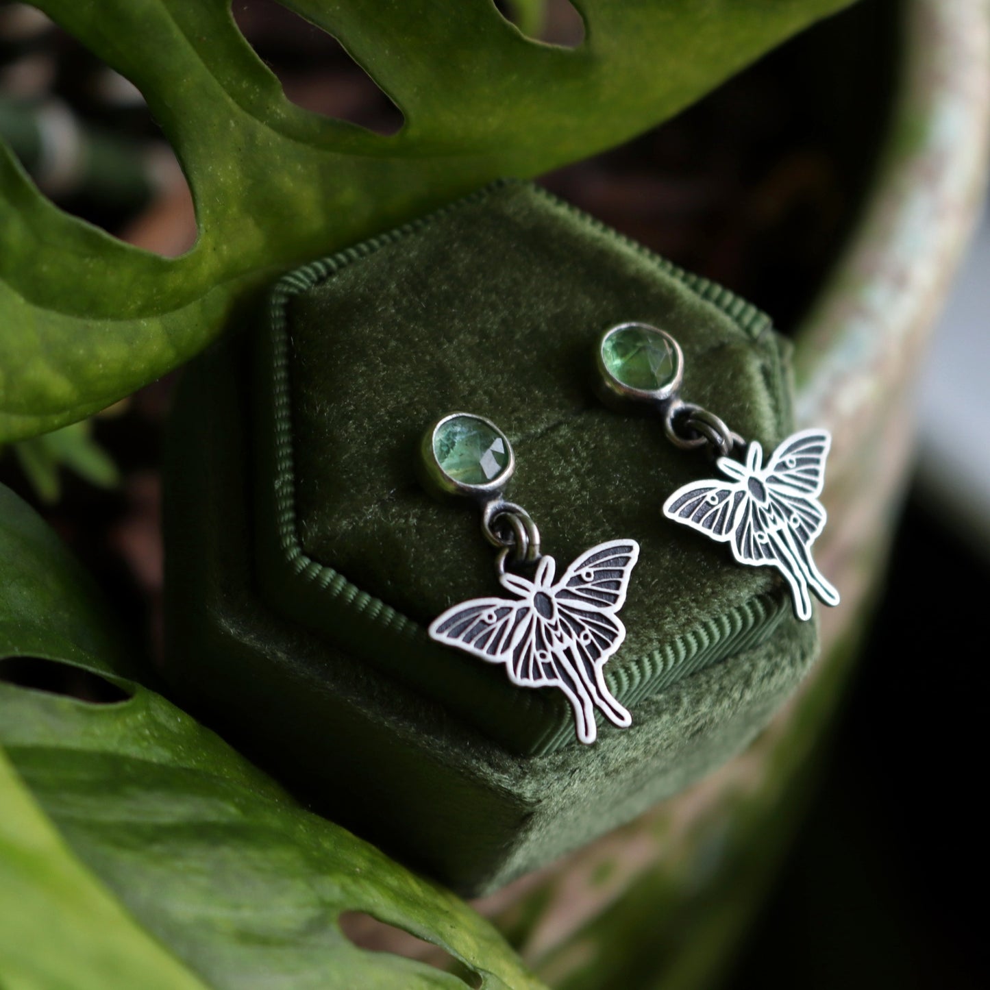 Kyanite Luna Moth Studs