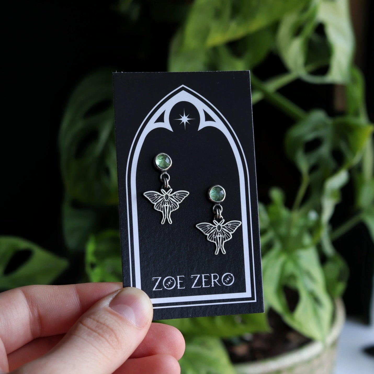 Kyanite Luna Moth Studs