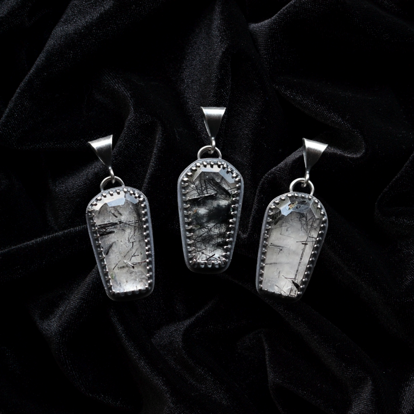 Tourmalinated Quartz Coffin Charm