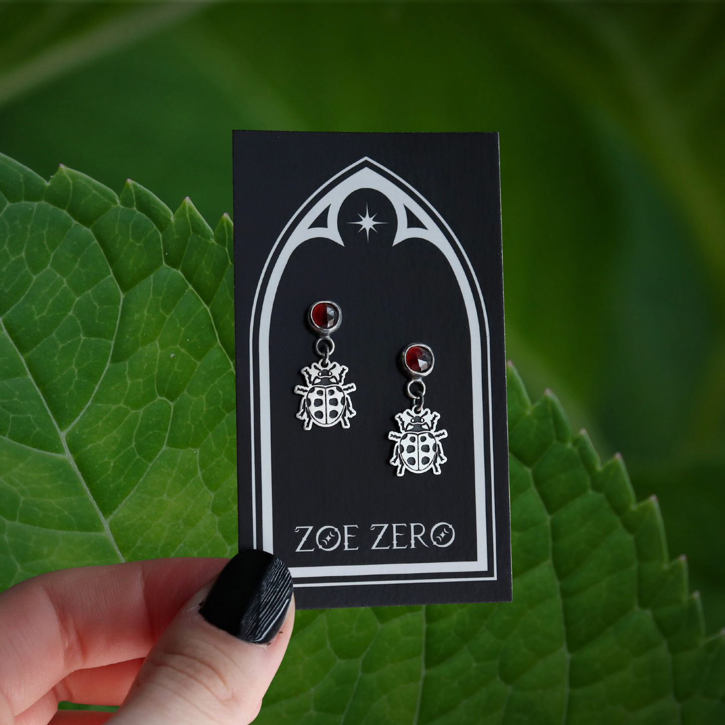 Ladybug Garnet Studs