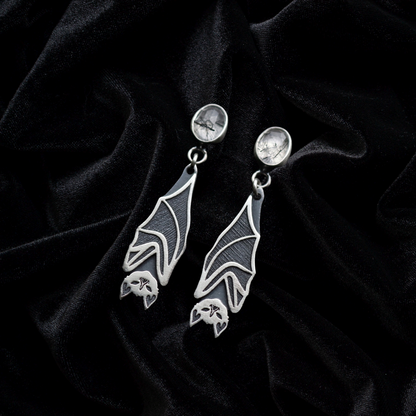 Gemstone Bat Earrings