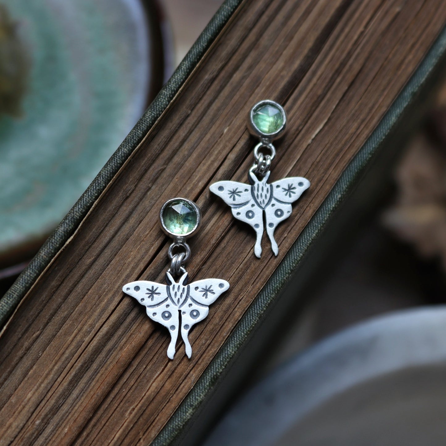 Kyanite Luna Moth Earrings (8389553717410)