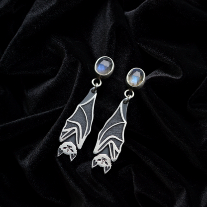 Gemstone Bat Earrings
