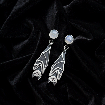 Gemstone Bat Earrings