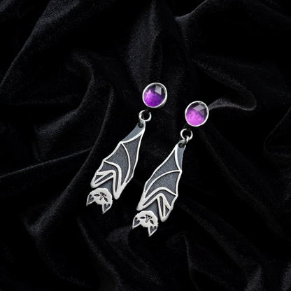 Gemstone Bat Earrings