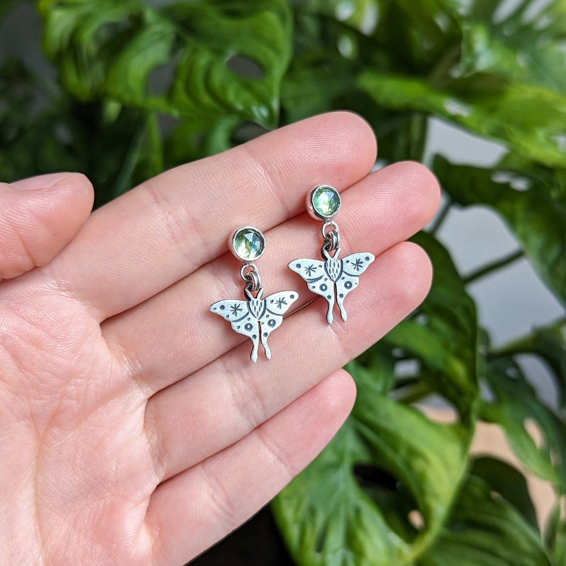 Kyanite Luna Moth Earrings (8389553717410)