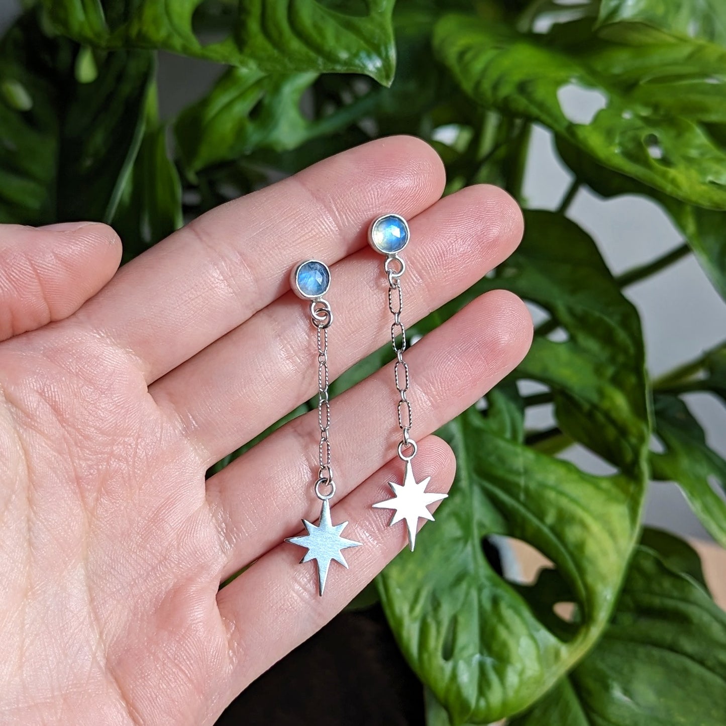 Moonstone Sparkle Earrings(long) (8390210322594)