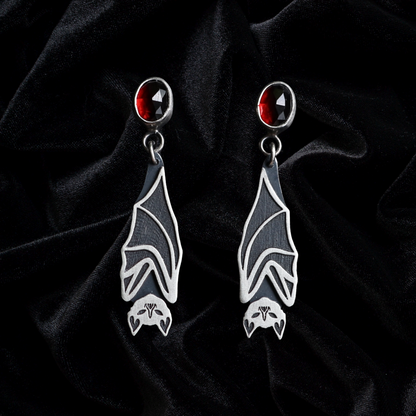 Gemstone Bat Earrings