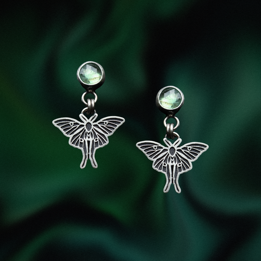 Kyanite Luna Moth Studs