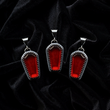 Red Garnet Coffin Charm