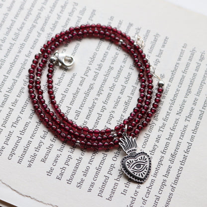 Flaming Heart Beaded Necklace