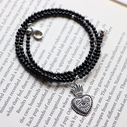 Flaming Heart Beaded Necklace