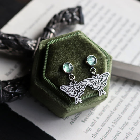 Luna Moth Kyanite Studs
