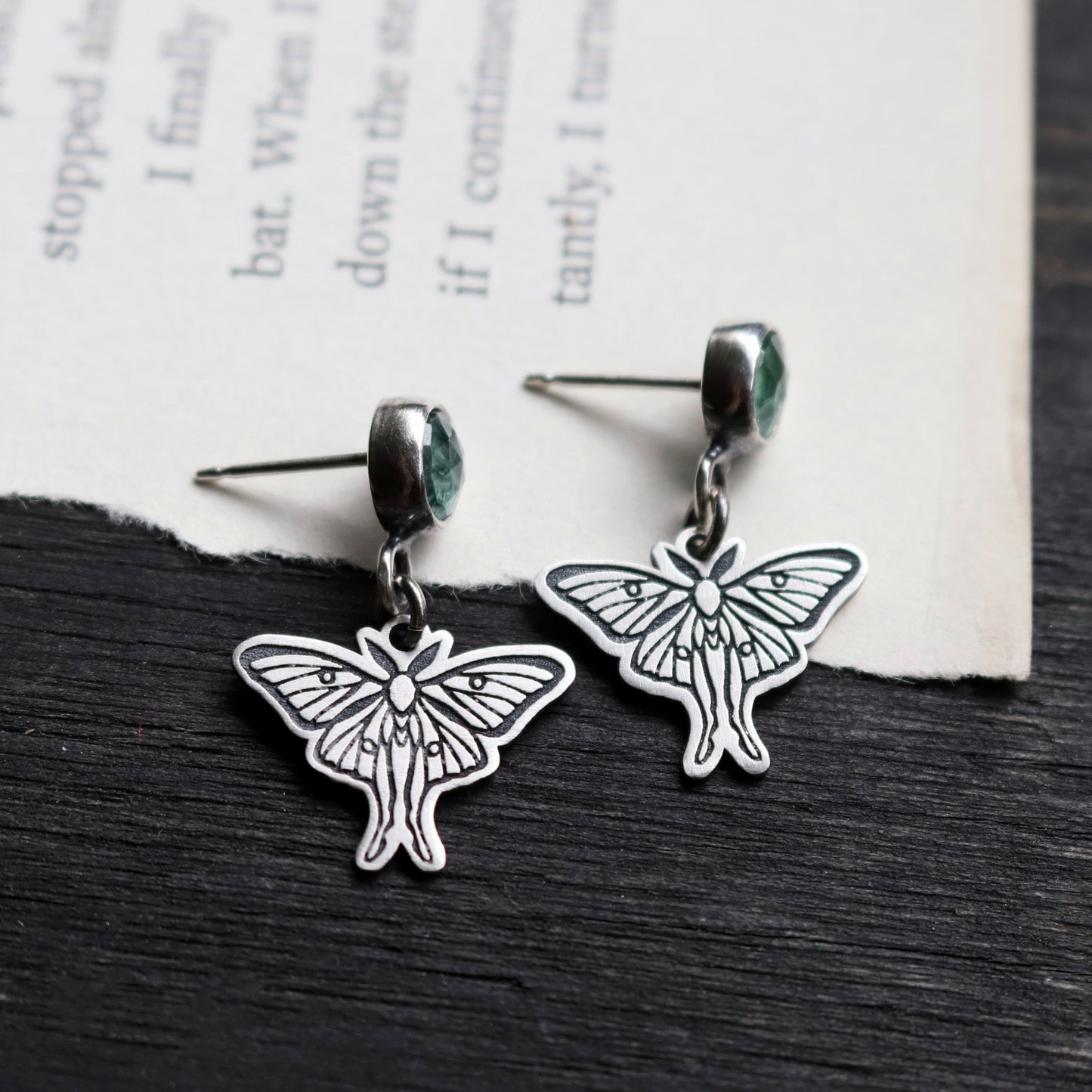 Luna Moth Kyanite Studs