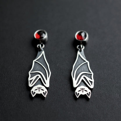 Gemstone Bat Earrings