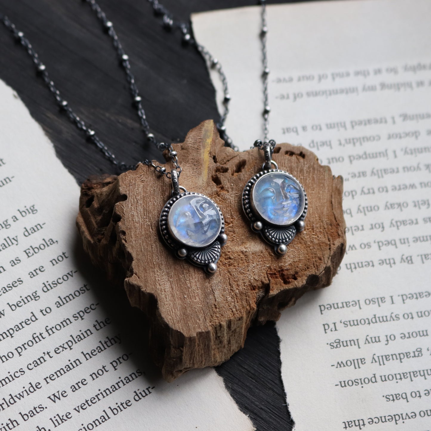 Carved Moonstone Pendants