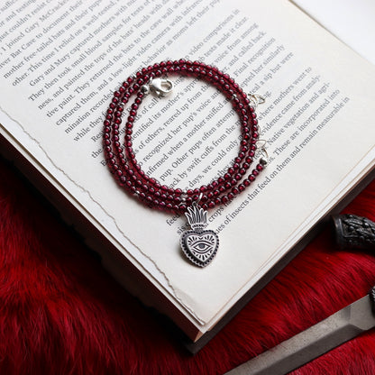 Flaming Heart Beaded Necklace