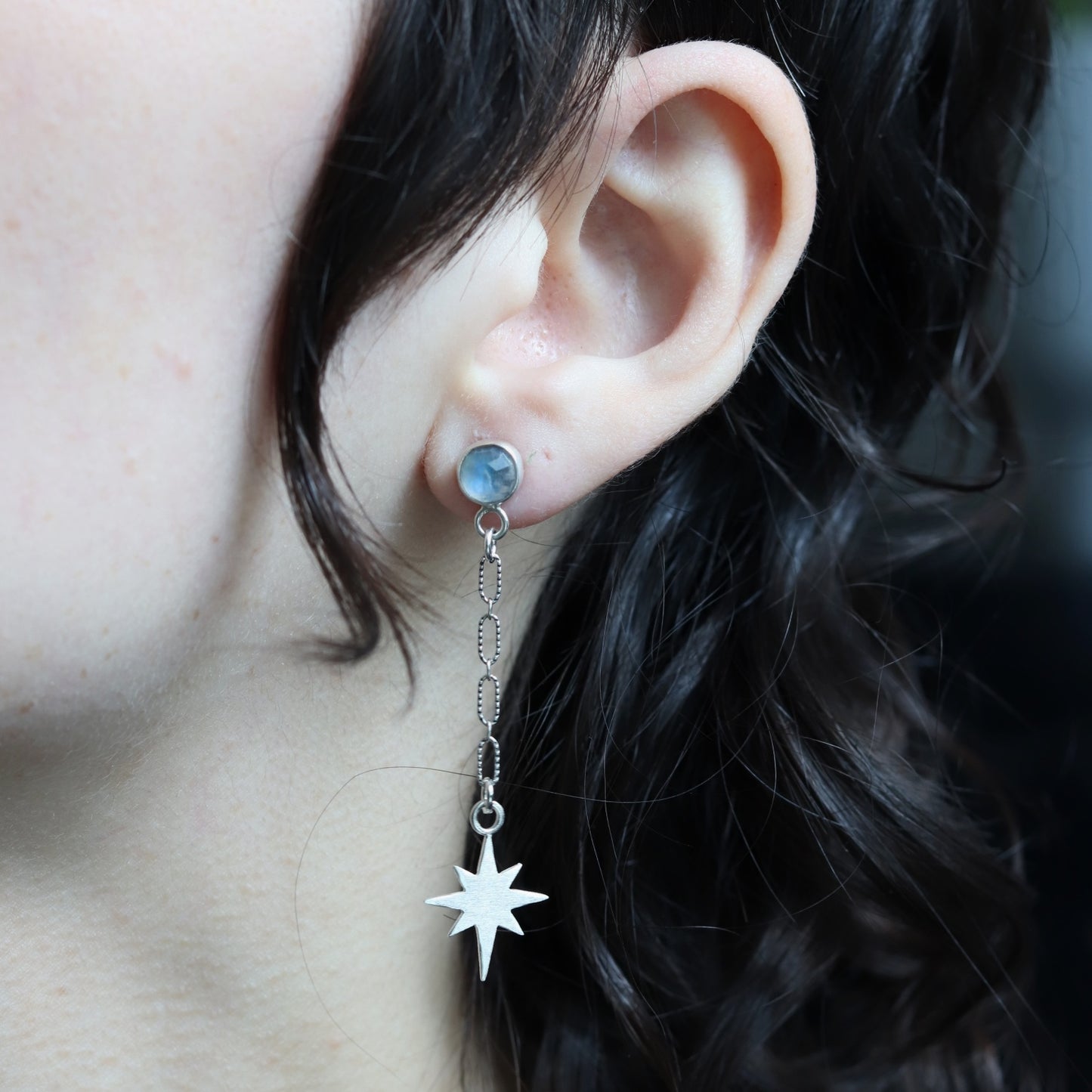 Moonstone Sparkle Earrings(long) (8390210322594)