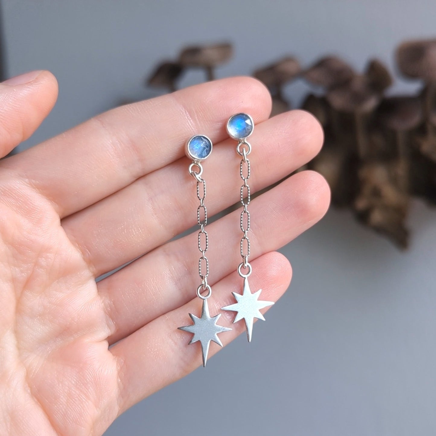 Moonstone Sparkle Earrings(long) (8390210322594)