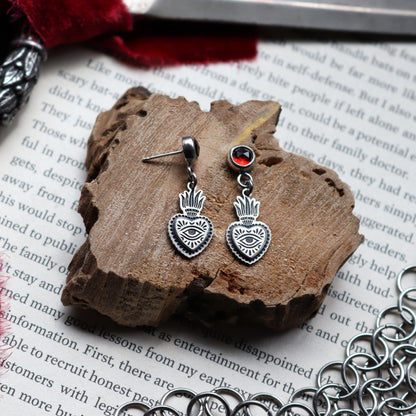 Flaming Heart Studs