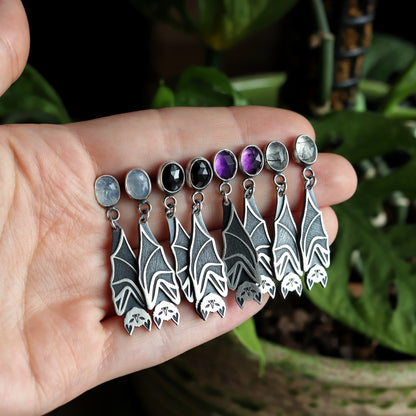 Gemstone Bat Earrings