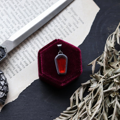 Red Garnet Coffin Charm