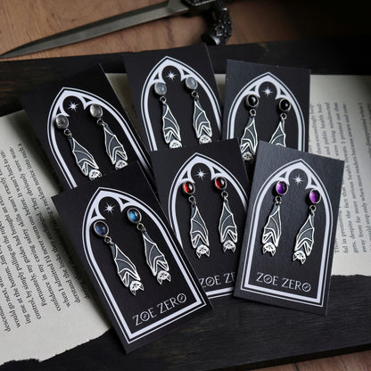Gemstone Bat Earrings