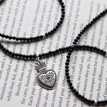 Flaming Heart Beaded Necklace