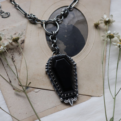 Obsidian Coffin Pendant