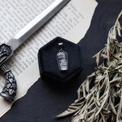 Tourmalinated Quartz Coffin Charm