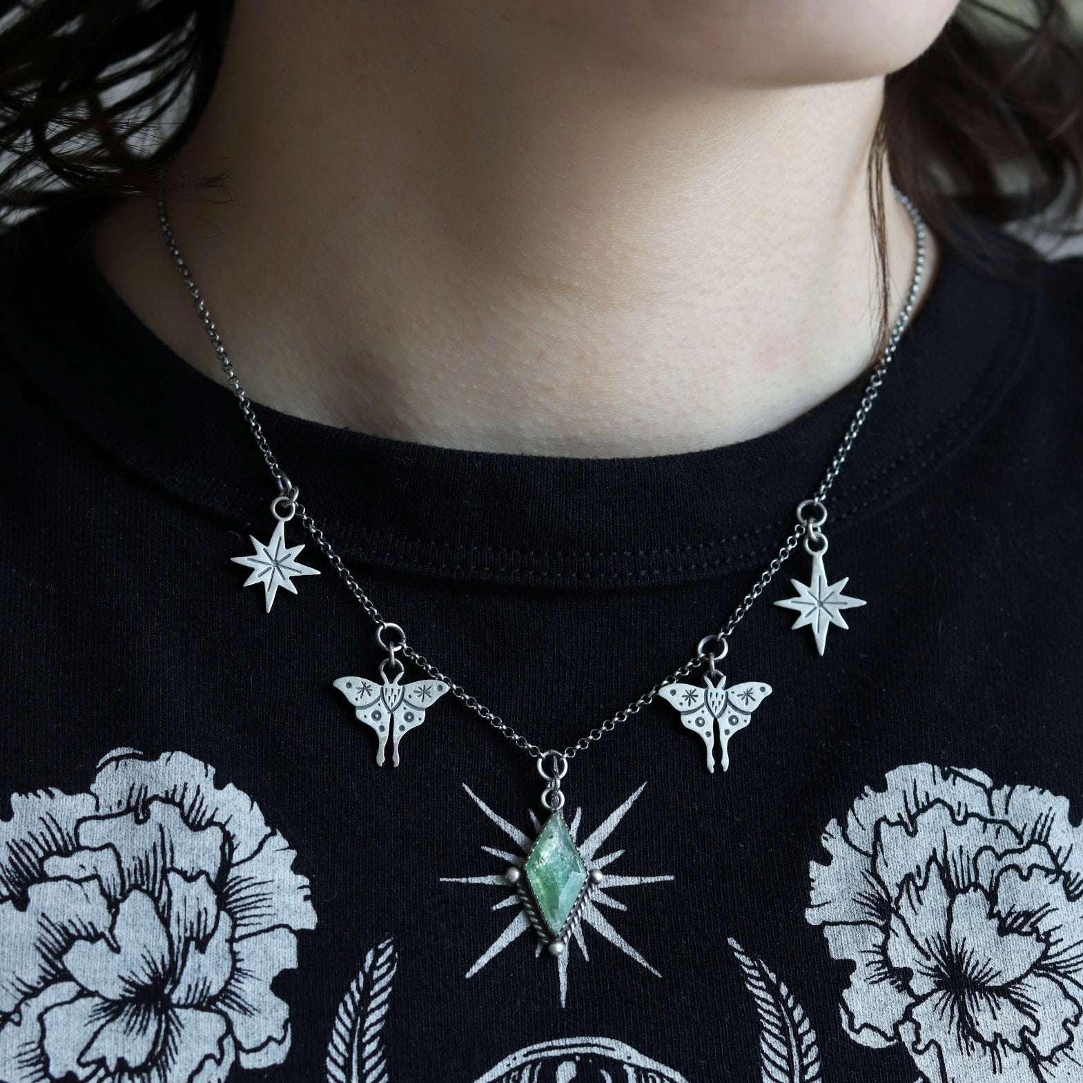 Luna Moth Charm Necklace (8388601282722)