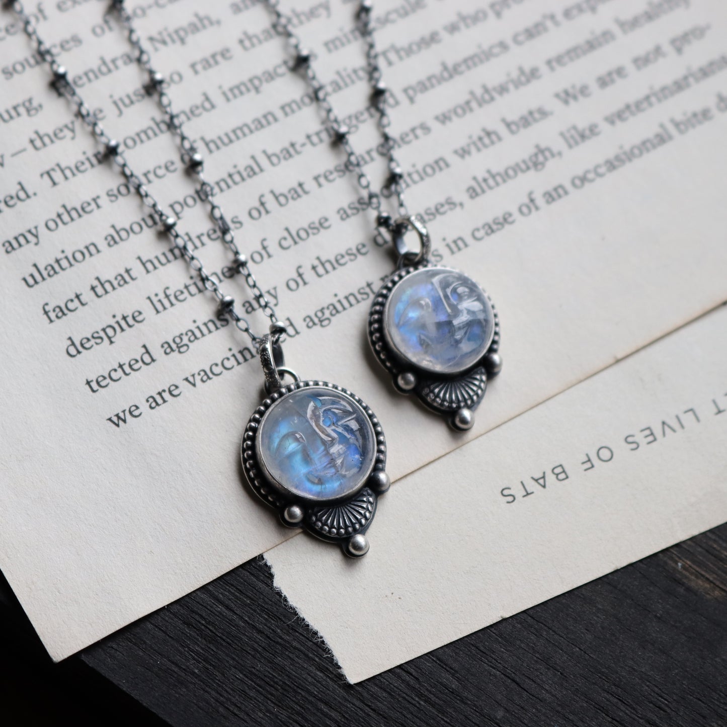 Carved Moonstone Pendants