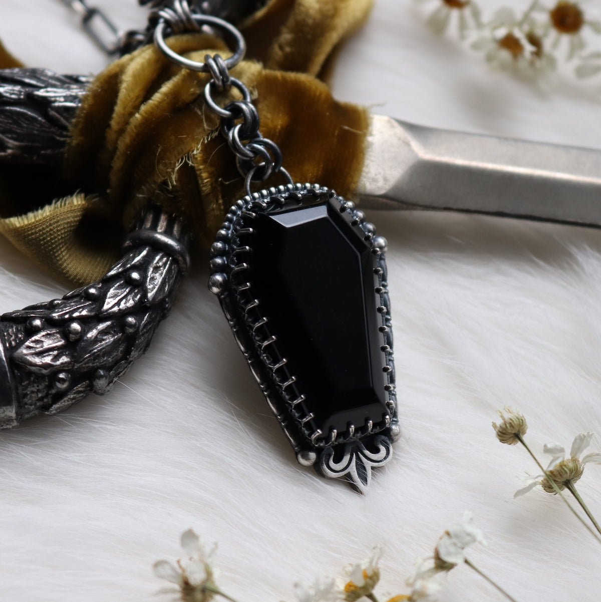Obsidian Coffin Pendant