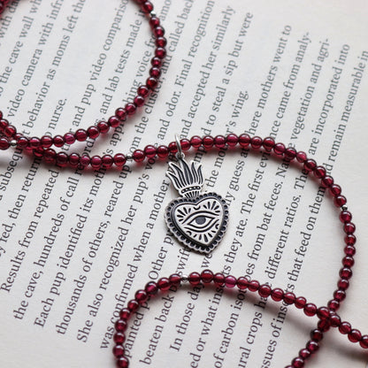 Flaming Heart Beaded Necklace