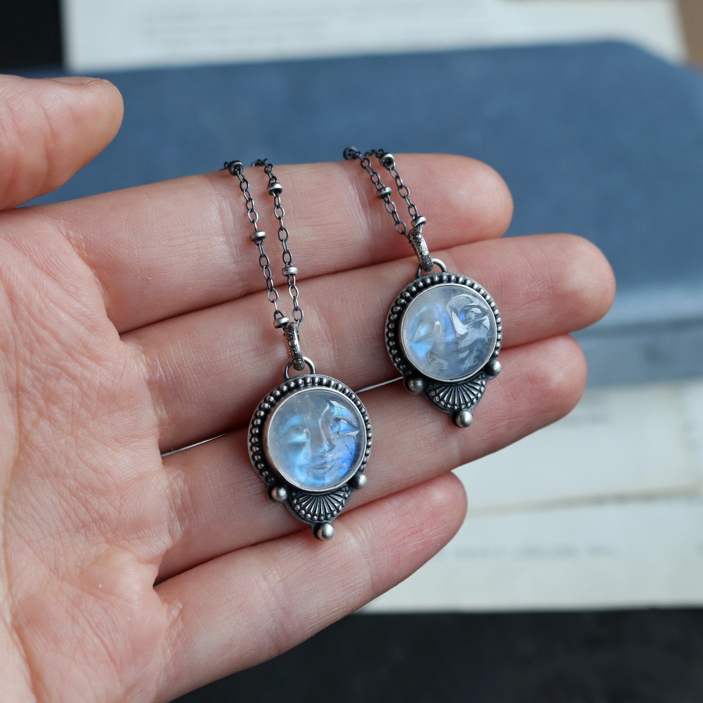 Carved Moonstone Pendants
