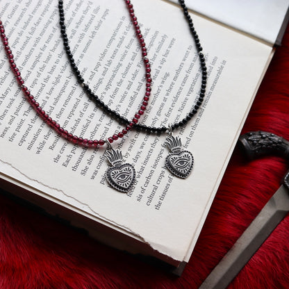 Flaming Heart Beaded Necklace