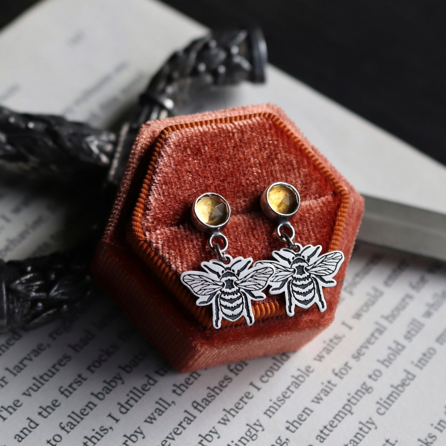 Bumble Bee Citrine Studs