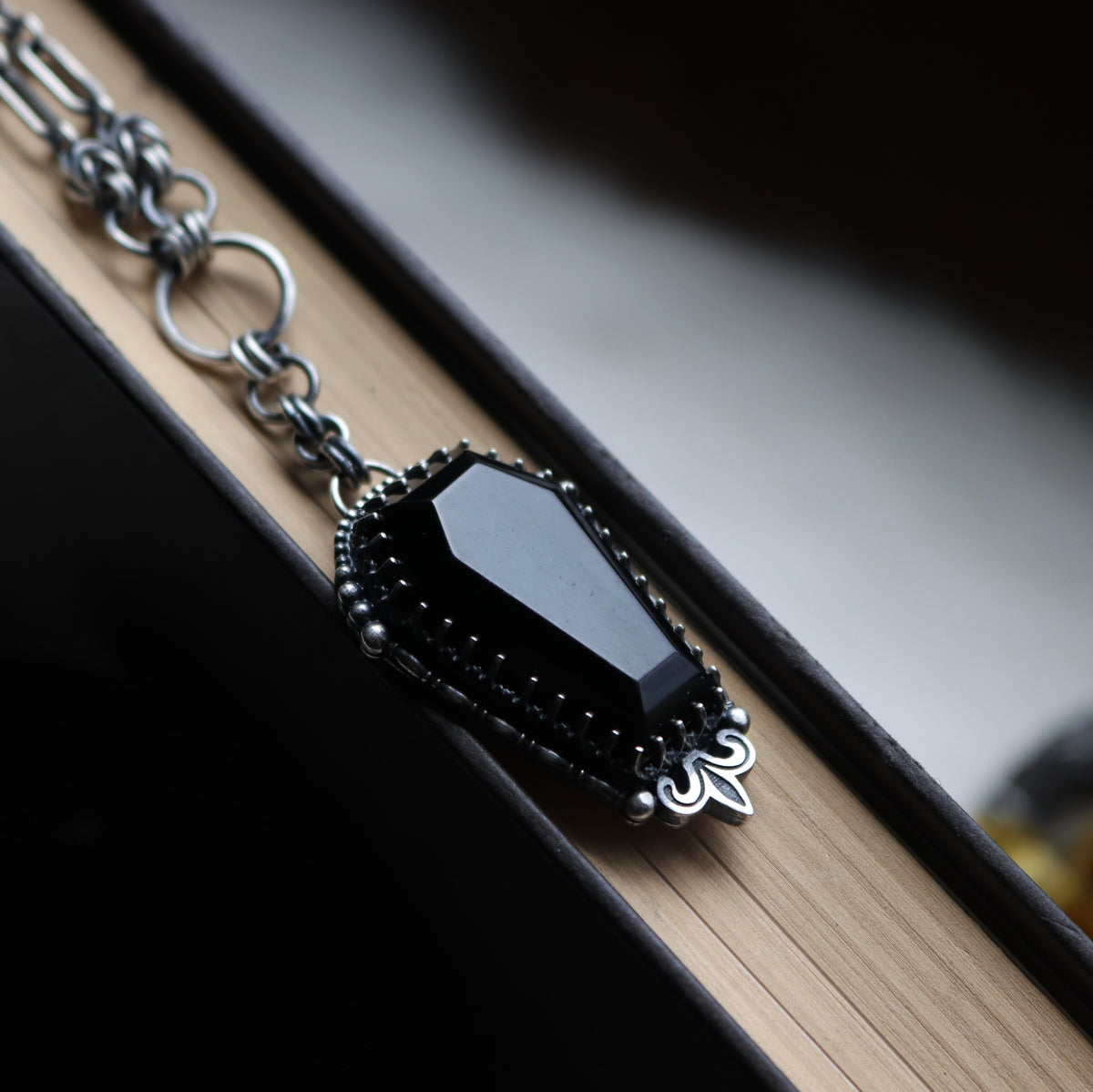 Obsidian Coffin Pendant